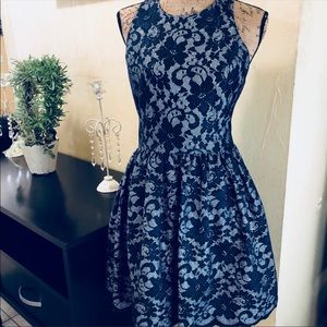 Design lab navy & silver sparkle dress